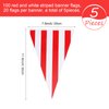 5 Sets 160 ft 100 Pieces Carnival Circus Bunting Banner Red and White Striped Pennant Banner Triangle Bunting Flag for Carnival Circus Birthday Party Decorations Supplies (5 Pieces)
