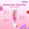 Blossom Moisturizing Tinted Lip Gloss Tubes, Strawberry Scented, Infused with Real Flowers, 0.4 fl. oz/10ml, Let Love Shine Rainbow