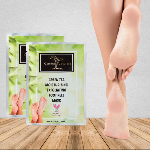 Foot Peel Mask Green Tea Moisturizing Exfoliating Foot Masks - Karma Organic Feet Peeling Masks for Dry ed Feet, Remove Dead Skin & Calluses - Removes & Repairs Rough Heels, Dry Toe Skin (Pack of 2)