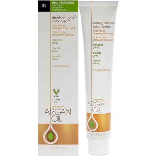 One N' Only Permanent Hair Color - Permanent Hair Dye Made with Argan Oil - Delivers Rich, Accurate Tones with Gray Coverage - Improves Moisture & Elasticity - 1N Very Black (3 oz)