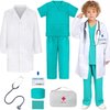 LISUNLI Doctor Costume for Kids Doctor Lab Coat for Kids Real Stethoscope, Halloween Doctor Lab Costumes for Kids 7-8 Years