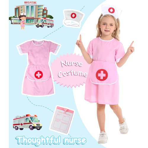 DISHIO Doctor Kit for Kids - Dress up Clothes for Girls with Doctor, Nurse, Surgeon Costume, Dentist Kit for Kids with Stethoscope, Doctor Playset for Boys Girls Ages 3-6 Halloween Christmas