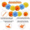 Blue and Orange Birthday Decorations,Dog Paw Balloons Party Decorations for Boys Girls with Blue Yellow Orange Balloons Happy Birthday Banner Orange Fringe Curtain Tissue Paper Pompoms Star Garland