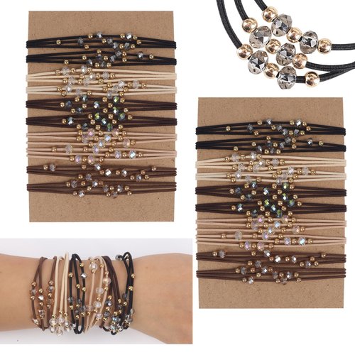 FECASIMY 20 PCS Hair Ties for Women, Hair Tie Bracelets, Brown Plastic, No Damage Hair Elastics, Comfortable for Thick or Thin Hair, Boho Hair Ties for Ponytail Holders, 5 Colors
