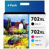 MILEKO 702XL Ink Cartridges Remanufactured Replacement for Epson 702XL 702 702 XL T702XL use with Workforce Pro WF-3720 WF-3730 WF-3733 Printer (1 Black 1 Cyan 1 Magenta 1 Yellow,4 Pack High Yield)