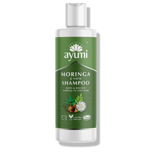 Ayumi Moringa & Neem Shampoo | Anti-Dandruff Shampoo | Tea Tree Shampoo | Bio-Active Botanical Extracts of Shikakai, Amla, Bhringaraj & Vitamin B5 | For Itchy & Oily Hair | 8.8 Fl Oz.