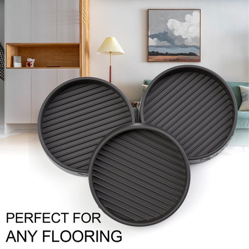 Yelanon Furniture Coasters - 8 Pcs 3”Round Furniture Caster Cups - Non Slip Pads Hardwood Floors Non Skid Grippers Rubber Furniture Feet - Anti Slide Floor Protector for Bed Couch Stoppers Black