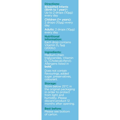 Colief Vitamin D 3 Drops | The Infant's Sunshine Vitamin for Immune Support | Liquid Vit D3 Supplement for Babies from Birth | Suitable For All The Family | 0.67 Fl Oz
