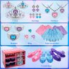 Princess Dress Up Toys & Makeup Jewelry Set, Baby Princess Shoes Costumes Set incl Color Skirts, Shoes, Crowns, Accessories,Toddler Girls Christmas Party Role Play Birthday Gifts for 3-6 Year old Girl