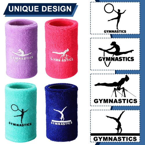 4 Pairs Sports Wristbands for Kids Colorful Kids Wrist Sweatbands Polyester Cotton Wrist Bands Sweat Band for Wrist Gymnastic Wristbands for Girls Youth Boys Tennis Basketball Golf, 3.15 x 3.94 Inch