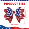 Vsdski 2PCS 4th of July Bow Hair Clips Patriotic Hair Accessories Sparkly Red White Blue Sequin Cheer Barrettes Stars Rhinestone Stripes Bows Hairpins Alligator Clips for Girls Independence Day Decor