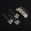 Teyglen Silver Rhinestone Wedding Hair Comb and Hair Pins Hair Accessories for Women Silver Crystal Side Comb Bridal Hair Piece Wedding Headpiece for Party Prom