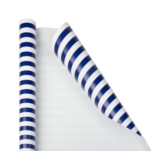JAM PAPER Gift Wrap - Striped Wrapping Paper - 25 Sq Ft - Blue & White Stripes - Roll Sold Individually