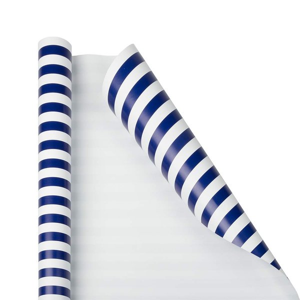 JAM PAPER Gift Wrap - Striped Wrapping Paper - 25 Sq Ft - Blue & White Stripes - Roll Sold Individually