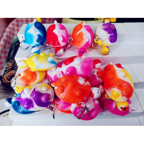 Roaqua 20 Packs Push Fidget Bubble Bulk Turtle Mini Pop Keychain Fidget for Teens and Kids,Small Birthday Easter Party Favors Supplies and Classroom Student Prizes Gifts