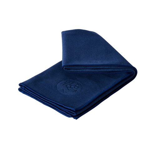 Manduka eQua Yoga Hand Towel - Quick Drying Microfiber, Lightweight, Yoga Accessories Easy for Travel, 16 Inch (40cm), Midnight Blue
