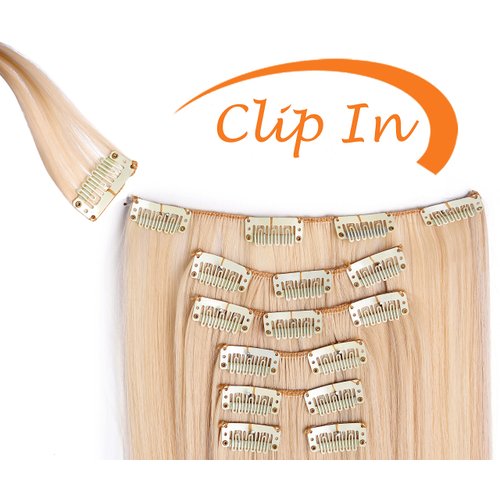 OneDor 20" Curly Full Head Clip in Synthetic Hair Extensions 7pcs 140g (60#-Platinum Blonde)