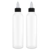 BRIGHTFROM Twist Top Applicator Bottles, Squeeze 6 OZ Empty Plastic Bottles, Refillable, Open/Close Nozzle - Multi Purpose (Pack of 2) (Black)