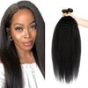 Natural Black Human Hair Bundles Color #1B Kinky Straight Bundles Unprocessed Brazilian Virgin Human Hair Extensions Same Length 3 Bundles 20 20 20 Inch Natural Color Wet and Wavy Bundles