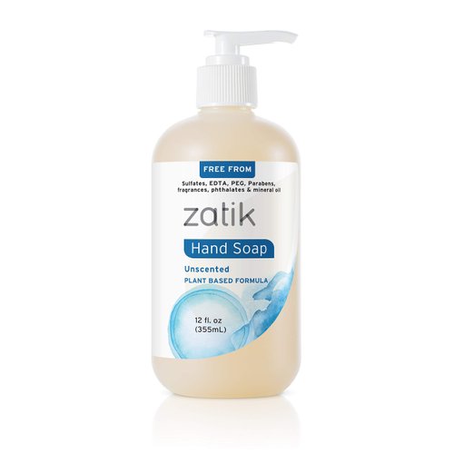 Zatik Naturals - Liquid Hand Soap, Unscented Moisturizing Handwash, 12 oz (Pack of 1)