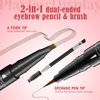 DEFSAP Microblading Eyebrow Pen, Eyebrow Pencil Magical 2-in-1 Dual-Ended Eye Brow Pencils for Women with 4-Fork-Tip & Single Tip and Double-Ended Eyebrow Brush Last All-Day (Black)