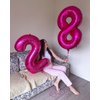 Hot Pink 8 Balloon, Number Balloons 40 Inch, 8th Birthday Decorations for Girls, Birthday Balloons, Hot Pink Party Supplies, Number 8 Balloon