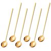 6 Pcs 6.7 Inches Coffee Spoons, Teaspoons, Long Handle Iced Tea Spoon, Espresso Spoons, Gold Spoons, Dessert Spoons, Food Grade Stainless Steel Stirring Spoons for Coffee Bar Accessories
