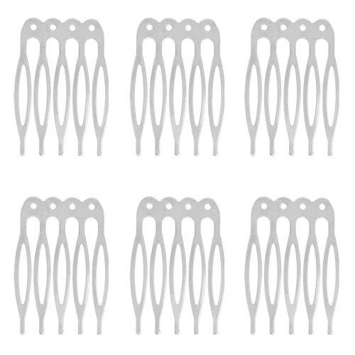 Honbay 50PCS 5 Teeth Metal Hair Combs Hair Side Combs Hair Clip Combs Twist Combs Wedding Bridal Veil Combs Wig Combs Headpieces Accessories Combs Updo Bun Chignon Hair Styling Accessories