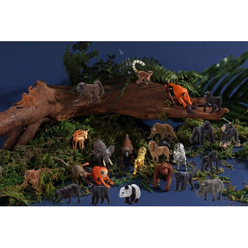 Animals Figures,24 Pcs Realistic Animal Toy Set with Lion,Panda,Monkey,Zebra,Tiger,Elephant,Giraffe etc,Cake Toppers Birthday Gift for Kids