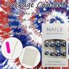 24Pcs Independence Day Press on Nails Petite Short Fake Nails Glitter Patriotic Stars Full Cover Design Square False Nails French Tip Glue on Nails 4th of July Artificial Acrylic Nails for Women Decor