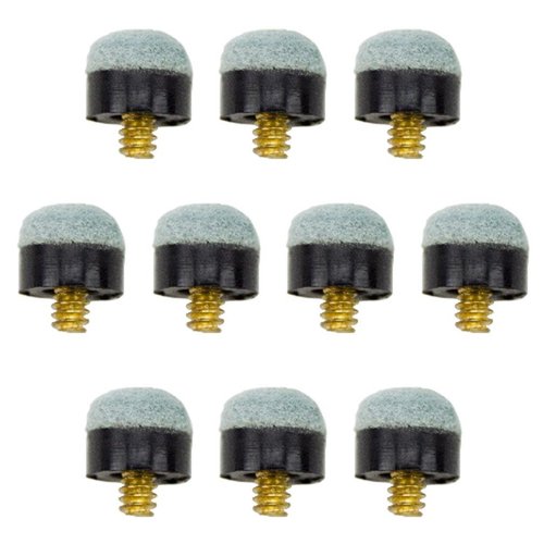 Felson Billiard Supplies 10 Brass Screw-On Pool Cue Tips| Standard 12mm Size|Use with Screw-in Ferrules| Soft Tips