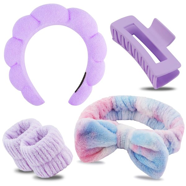Chanaco Spa Headband, Skincare Headband, Headband for Washing Face, Makeup Headband, Wrist Bands for Washing Face, Face Wash Headband, Teen Girl Gifts Trendy Stuff, Cute Hair Accessories for Women