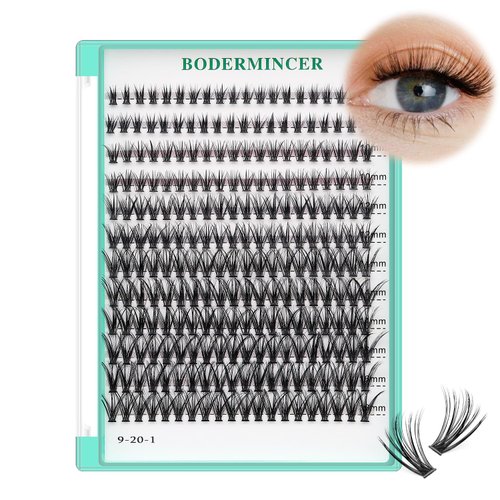 Bodermincer 10D 20D 240pcs Cluster Eyelash Extensions 8-9-10-11-12mm Mixed/ 10-11-12-13-14mm Mixed/12-13-14-15-16mm Mixed Eyelash Clusters Lash Extension Individual Lashes for Self Application