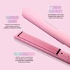 FoxyBae Flat Iron Hair Straightener - 1" Sleek & Slay Ceramic Flat Iron Hair Straightener - Dual Voltage Portable 2 in 1 Hair Curler & Straightener for Frizz Free, Shinier & Smoother Hair [Party-Pink]