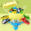 SOMMER 5-in-1 Magnetic Vehicles Toy Playset, Mix and Match STEM Stacking Assembling Car Kit with Storage Box, Transform into Robot, Birthday Gift for Toddler Kids 3 4 5 6 7 Year Old Boys Girls