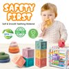 Plunack 4-in-1 Baby Toys for 6-12 Months, Montessori Soft Stacking Blocks for Babies, Infants Teething Toys, Sensory Balls and Educational Learning Set for Toddlers (Boys & Girls)