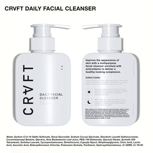 CRVFT 2-Step Men’s Facial Care Kit | Aloe Vera Face Wash 3oz | Hyaluronic Moisturizer 1oz | 2 Piece Complete Daily Face Care Routine | Look + Feel Your Best [Scented]