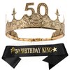 TOBATOBA 50th Birthday Decorations Men 50th Birthday King Crown and Birthday King Sash Set, 50th Birthday Gifts for Him Happy 50th Birthday Decorations for Men