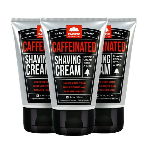 Pacific Shaving Company Caffeinated Shaving Cream - Helps Reduce Appearance of Redness With Safe Natural and Plant-Derived Ingredients Soothes Skin Paraben-Free Made in USA (3.4 Fl Oz, 3 Pack)