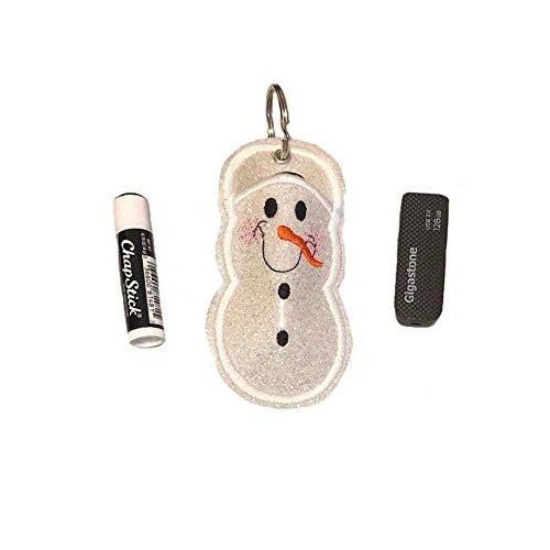 Glitter Snowman Lip Balm/USB Holder Key Fob