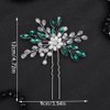 Teyglen Flower Bridal Hair Pin Crystal Flower Wedding Hair Piece Handmade Green Rhinestone Pearl Beads Hair Pins Clips Vinatge Headpiece Floral Hair Accessories for Women Bride Girls