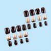 Rchovsam Fall Brown Press Ons Short Square Fake Nails Fall Press on Nails French Brown False Nails Acrylic Press Ons Brown Gel Nails Kit for Womens 24pcs