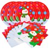 Gatherfun Christmas Party Supplies Christmas Snowman Disposable Paper Dinner Plates and Napkins for Merry Christmas Party, Serve 20