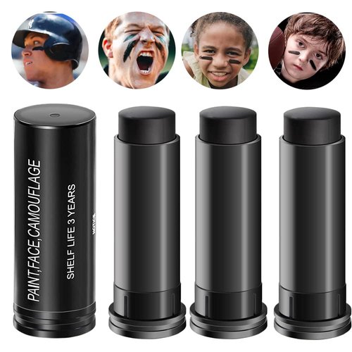 3PCS Black Eyeliner Cream Stick for Sports, Halloween Cosplay, and Parties - Easy-to-Apply Black Face and Body Paint Sticks for Baseball, Football, Softball, and Special Effects Makeup (3 PCS)