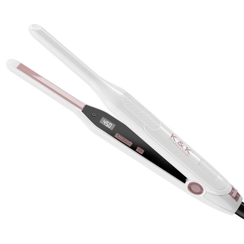 K&K 1/2 Inch Pencil Flat Iron for Shorter Hairstyles - Ceramic Tourmaline Coating, Ideal for Pixie Cuts, Edges, Touch Ups and Bangs
