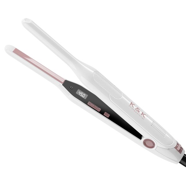 K&K 1/2 Inch Pencil Flat Iron for Shorter Hairstyles - Ceramic Tourmaline Coating, Ideal for Pixie Cuts, Edges, Touch Ups and Bangs