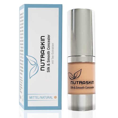 Nutraskin Silk & Smooth Concealer Medium - Natural Liquid Concealer for a Flawless Complexion I Concealer for Dark Circles, Skin Blemishes, Under Eyes, Wrinkles I Made in Germany I 10ml