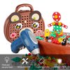 Kaemgyyd Magic Montessori Play Toolbox, 203Pcs Magic Montessori Play Toolbox Bear with Drill, 2D/3D Creativity Tool Box Montessori Toys Gift for Age 3-12 Years Old Boys Kids, Girls