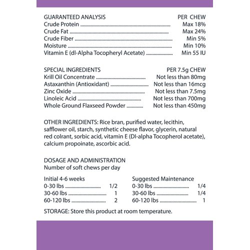 Pet Vitamin Co - Krill Oil Shed-Free Soft Chews for Dogs - Reduce Shedding & Itching - Rich in Omega 3 & Antioxidants - Improves Skin & Coat - Made in USA - 60 Soft Chews