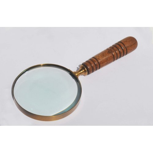 Deconoor 10X Handheld Magnifying Glass Lens, Antique Brass Magnifier, Fine Print Reading, Inspection, Coin & Stamp, Astrologer, Science, Low Sight Elderly, with Wooden Handle, Collectible Décor Gift